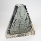 A Whitefriars ‘Pyramid’ vase in ‘pewter’, 18cm