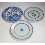 Two 18th century Delft plates and a 19th century Masons ‘Crown Inn’ plate-24cm diameter