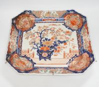 A large square Japanese Imari dish, 40 x 40cm