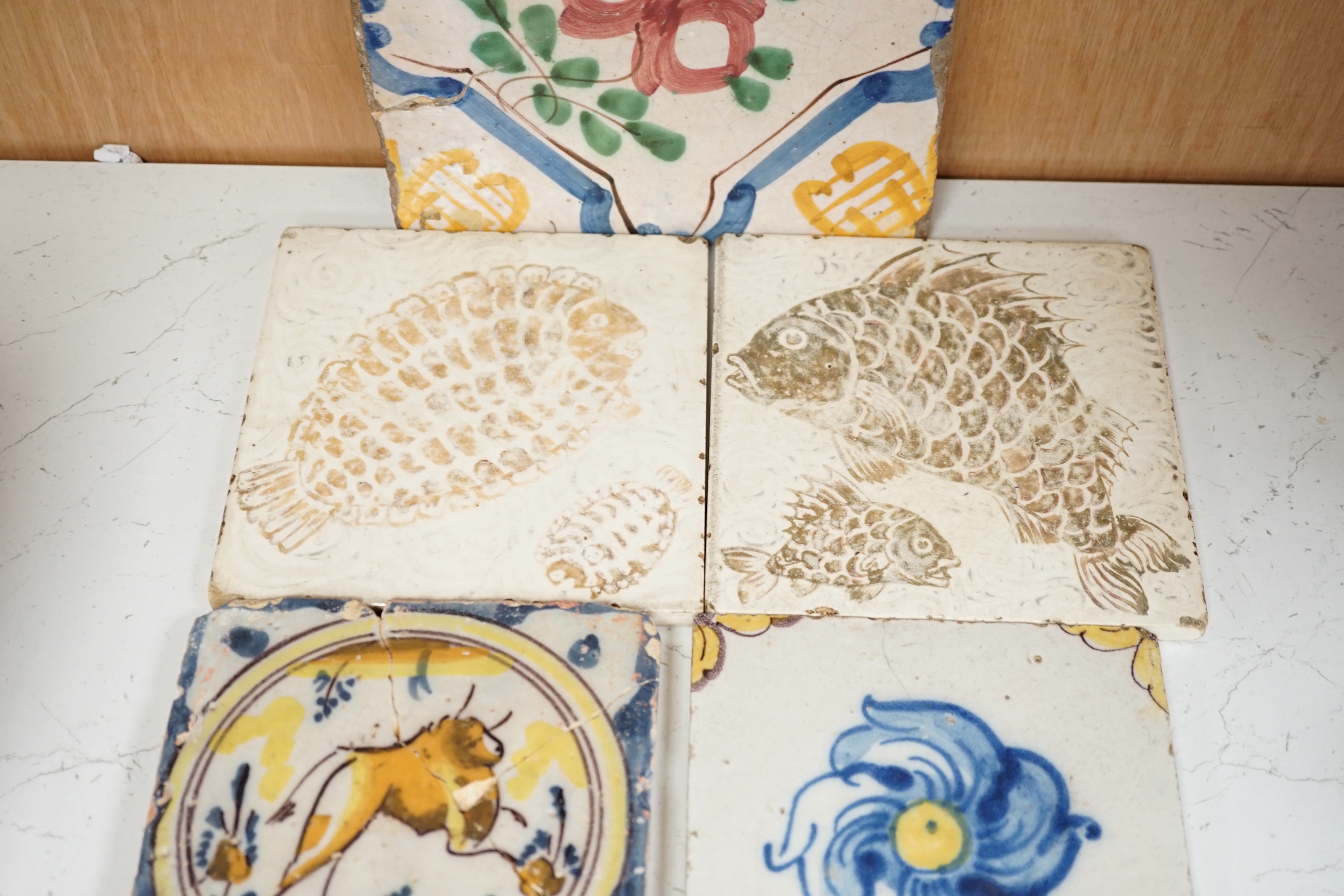 A collection of Continental tiles including 17th & 18th century Delft, Pre-Raphaelite style and - Image 3 of 5