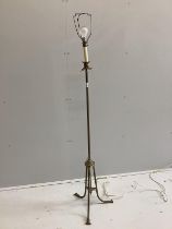 A gilt metal tripod standard lamp, height 126cm