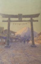Yoshihiko lto (Japanese, 1867-1942), watercolour, Mount Fuji, signed, 48 x 32cm