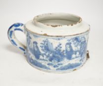 A late 17th century Delft butter or posset pot, a.f, 10cm tall