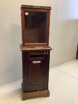 An early 20th century Hall Accessories Ltd., mahogany telephone/internal posting box, width 49cm,