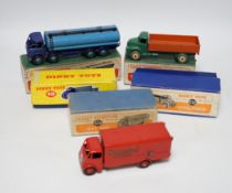Three boxed Dinky Supertoys; (514) a Guy Slumberland Van, (504) a Foden 14 ton Tanker, and a (532)