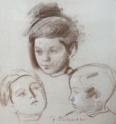 Four pastels on paper, studies of young children, each signed, largest 52 x 49cm, one framed