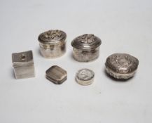 Assorted silver and white metal pill boxes, including Dutch, together with a 19th century