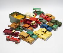 Nineteen Dinky Toys including; Mobilgas Tanker, Ford Sedan, Austin Devon, Austin Somerset,