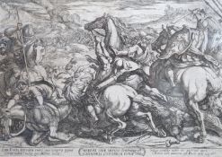 Antonio Tempesta (Italian, 1555-1630), old master etching, The Israelites Defeated by the