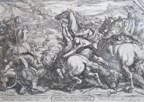 Antonio Tempesta (Italian, 1555-1630), old master etching, The Israelites Defeated by the