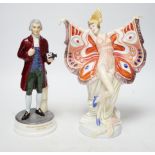 A Royal Doulton ‘Prestige Butterfly Ladies’ figure ‘The Peacock’ HN 4846 together with a Wedgwood