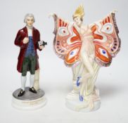 A Royal Doulton ‘Prestige Butterfly Ladies’ figure ‘The Peacock’ HN 4846 together with a Wedgwood