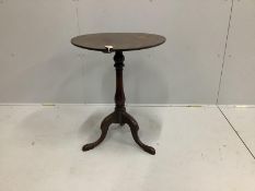 A George III circular mahogany tripod wine table, diameter 54cm, height 71cm