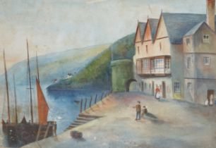 A. Chapman (20th. C) pair of watercolours, Harbour scenes with moored boats, each signed, 39 x 53cm