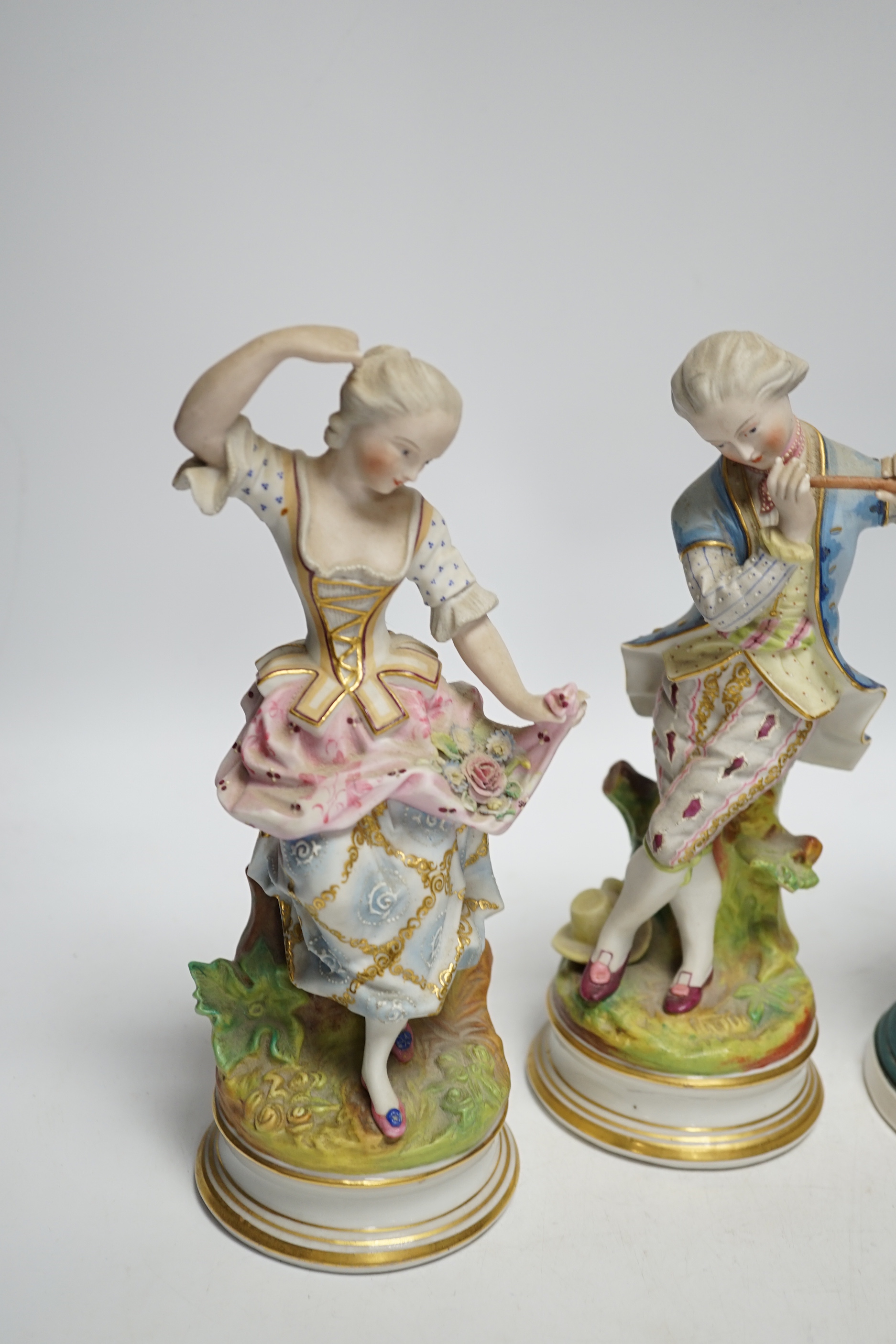 Three French coloured bisque figures, tallest 27cm - Image 2 of 5