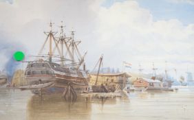 * * William Clarkson Stanfield RA (1793-1867), watercolour, French harbour with galleons at