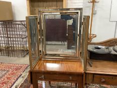A Venetian triple folding dressing table mirror, height 56cm,