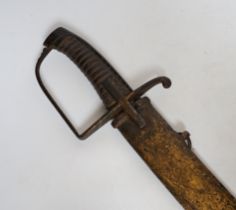 An 18th century English cavalry sword with eastern related engraving to blade