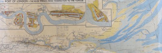 A large 20th century map, Port of London - The River Thames from Teddington to the Tongue, dated