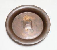 A copper pin dish, souvenir of HMS Foudroyant, 10cm