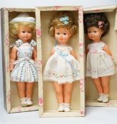 Three boxed 1960s Italian plastic dolls, tallest 45cm