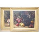 After George Clare (1835-1890), pair of oils on canvas, Still lifes of fruit and flowers, each