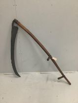 A large vintage scythe, length 157cm