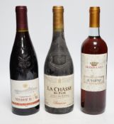 Twelve bottles of wine including Chateauneuf du Pape and Beaumes de Venise