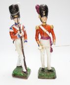 Two Sitzendorf figures - Coldstream Guards 1832 and 3rd Regt. Grenadier Guards, 30cm