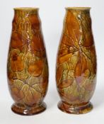 A pair of Doulton Natural Foliage ware vases, 27cm