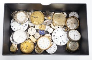 Assorted wrist wand pocket watch movements including Waltham and Rotary and a Swiss 935 standard fob