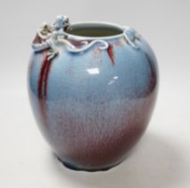 A Chinese crackle glaze ‘dragon’ vase, 21cm