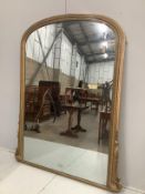 A Victorian giltwood and composition overmantel mirror, width 140cm, height 182cm