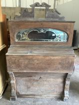 A late Victorian mahogany barrel organ with carved front panels, 'Keith Prowse & Co., Ltd.,