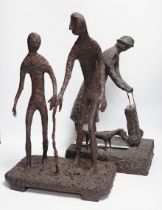 Two novelty mixed media figural statues, tallest 49cm high