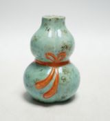 A Chinese enamelled porcelain gourd posy vase, 10cms high