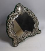 An ornate Edwardian silver mounted easel dressing table mirror, Henry Matthews, Birmingham, 1902,