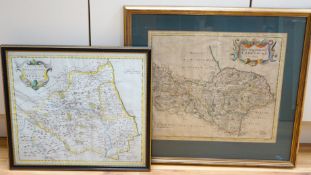 * * Robert Morden (1650-1703) two 18th hand-coloured engraved maps of ‘’Episcopatus Dunelmensis