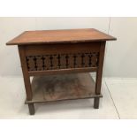 A 19th century Continental rectangular pine meat safe / centre table, width 104cm, depth 82cm,