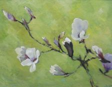 Prue Sapp (1928-2013), oil on canvas, Study of a magnolia blossom, signed, 49 x 65cm