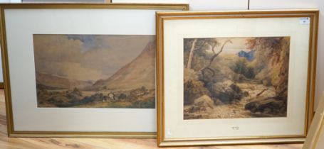 Peter de Wint (1784-1849), two watercolours, 'Salmon stream' and one other, one with Newcastle