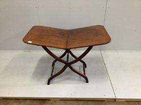 A Victorian mahogany folding coaching table, width 107cm, depth 60cm, height 72cm