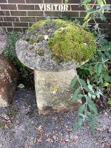 A weathered reconstituted staddle stone, height 68cm