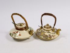 Two Japanese Satsuma pottery miniature teapots, early 20th century, largest 7cm wide