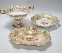 * * A Davenport porcelain part dessert service, each piece painted with a differing floral