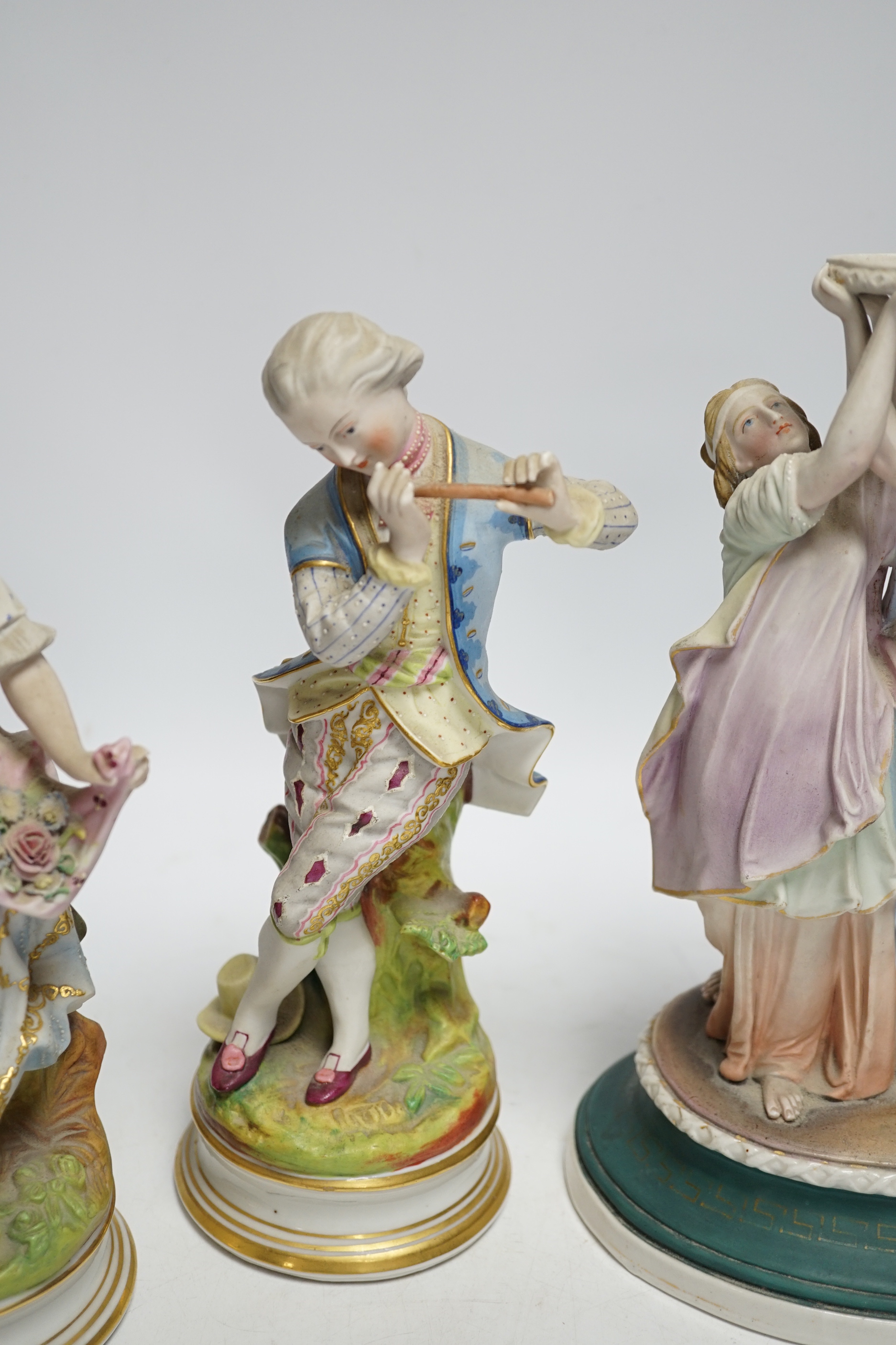 Three French coloured bisque figures, tallest 27cm - Image 3 of 5