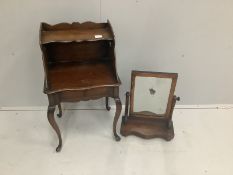 A two tier mahogany bedside table with single drawer, width 43cm, depth 36cm, height 74cm together