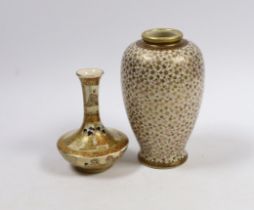 Two Japanese Satsuma pottery vases, early 20th century, one decorated with flowers, largest 12cm