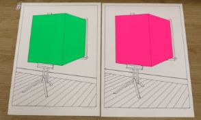 Patrick Hughes (b.1939) pair of colour screenprints, 'Leaf Art', limited edition 9/50 and 'Pink