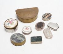 Nine assorted 19th century and later boxes, including painted porcelain, hardstone set, copper, moss